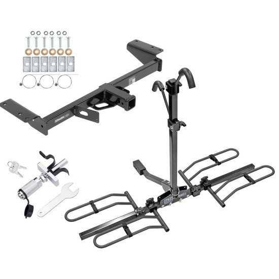 Trailer Tow Hitch For 17-24 Cadillac XT5 except Platinum Platform Style 2 Bike Rack w/ Anti Rattle Hitch Lock