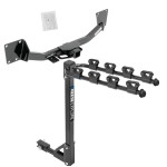 Trailer Tow Hitch w/ 4 Bike Rack For 17-24 GMC Acadia Exc 17 Limited 2020 Cadillac XT6 19-24 Chevy Blazer tilt away adult or child arms fold down carrier