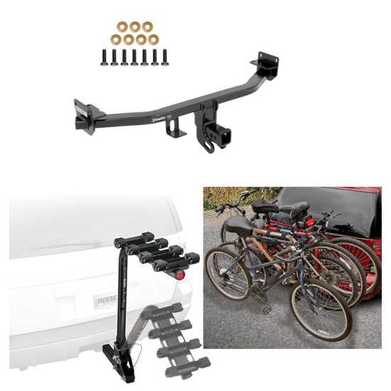 Trailer Hitch w/ 4 Bike Rack For 17-22 KIA Sportage except SX and SX Turbo Approved for Recreational & Offroad Use Carrier for Adult Woman or Child Bicycles Foldable