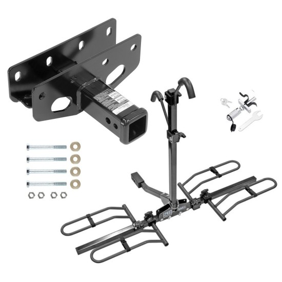 Trailer Tow Hitch For 07-23 Jeep Wrangler JL JK Platform Style 2 Bike Rack w/ Anti Rattle Hitch Lock