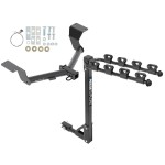 Trailer Tow Hitch w/ 4 Bike Rack For 17-19 Honda CR-V 20-24 Except Hybrid tilt away adult or child arms fold down carrier