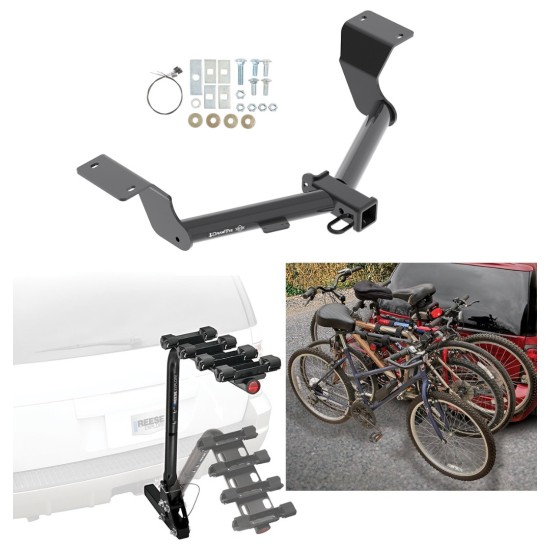 Trailer Hitch w/ 4 Bike Rack For 17-19 Honda CR-V 20-24 CR-V Except Hybrid Approved for Recreational & Offroad Use Carrier for Adult Woman or Child Bicycles Foldable