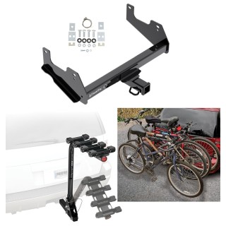 Trailer Hitch w/ 4 Bike Rack For 15-24 Ford F-150 17-23 Raptor 2" Towing Receiver Raptor Approved for Recreational & Offroad Use Carrier for Adult Woman or Child Bicycles Foldable