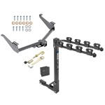 Trailer Tow Hitch w/ 4 Bike Rack For 17-24 Nissan Titan except XD tilt away adult or child arms fold down carrier w/ Lock and Cover