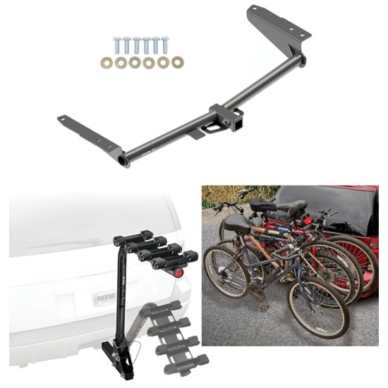 Trailer Hitch w/ 4 Bike Rack For 18-24 Honda Odyssey All Styles Approved for Recreational & Offroad Use Carrier for Adult Woman or Child Bicycles Foldable