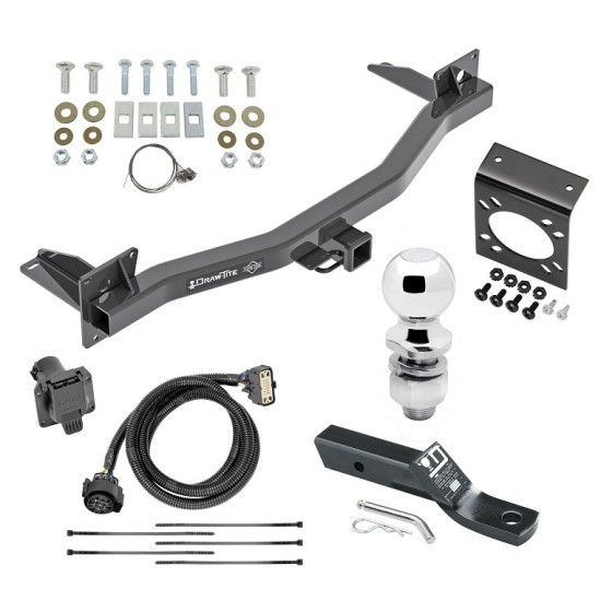 Complete Tow Package For 18-24 Chevy Traverse Buick Enclave w/ 7-Way RV Wiring Harness Kit 2" Ball and Mount Bracket 2" Receiver Class 3