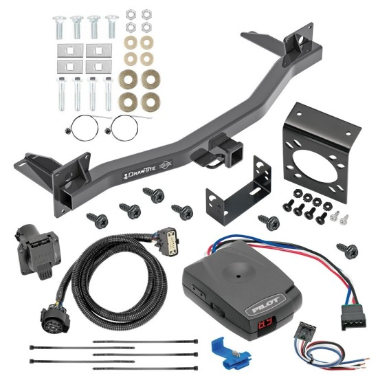 For 2018-2023 Chevrolet Traverse Trailer Hitch Tow PKG w/ Pro Series Pilot Brake Control + Generic BC Wiring Adapter + 7-Way RV Wiring By Draw-Tite