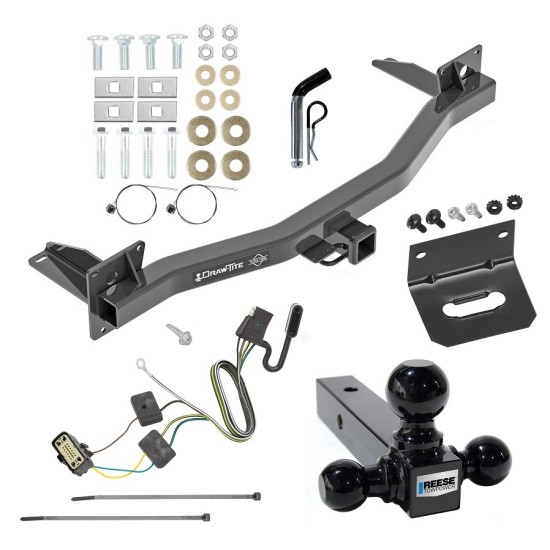 For 2018-2023 Buick Enclave Trailer Hitch Tow PKG w/ 4-Flat Wiring Harness + Triple Ball Ball Mount 1-7/8" & 2" & 2-5/16" Trailer Balls + Pin/Clip + Wiring Bracket By Draw-Tite