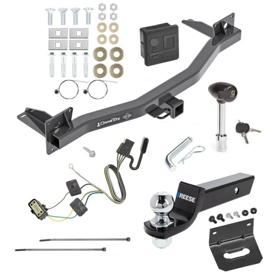 For 2018-2023 Buick Enclave Trailer Hitch Tow PKG w/ 4-Flat Wiring + Starter Kit Ball Mount w/ 2" Drop & 2" Ball + Wiring Bracket + Hitch Lock + Hitch Cover By Draw-Tite