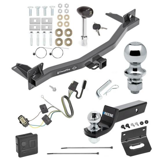 For 2018-2023 Buick Enclave Trailer Hitch Tow PKG w/ 4-Flat Wiring + Starter Kit Ball Mount w/ 2" Drop & 2" Ball + 1-7/8" Ball + Wiring Bracket + Hitch Lock + Hitch Cover By Draw-Tite