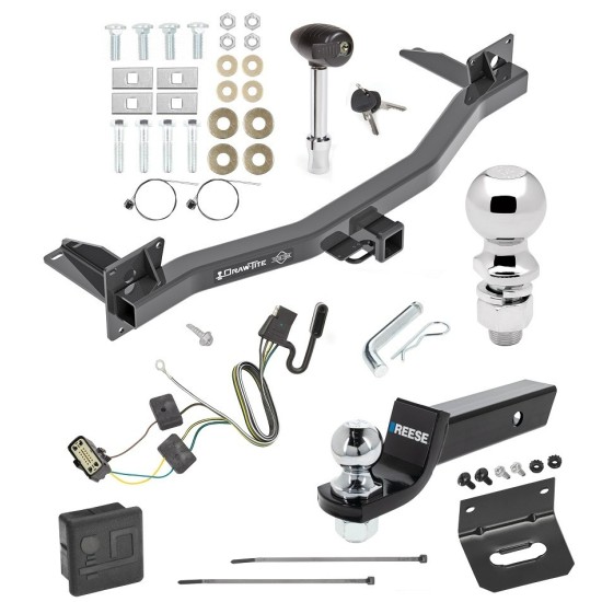 For 2018-2023 Buick Enclave Trailer Hitch Tow PKG w/ 4-Flat Wiring + Starter Kit Ball Mount w/ 2" Drop & 2" Ball + 2-5/16" Ball + Wiring Bracket + Hitch Lock + Hitch Cover By Draw-Tite