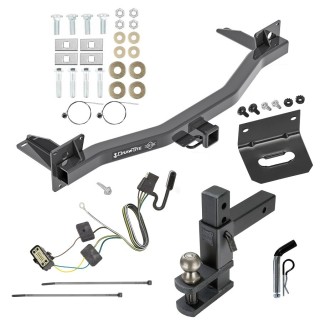 For 2018-2023 Buick Enclave Trailer Hitch Tow PKG w/ 4-Flat Wiring Harness + Adjustable Drop Rise Clevis Hitch Ball Mount w/ 2" Ball + Pin/Clip + Wiring Bracket By Draw-Tite