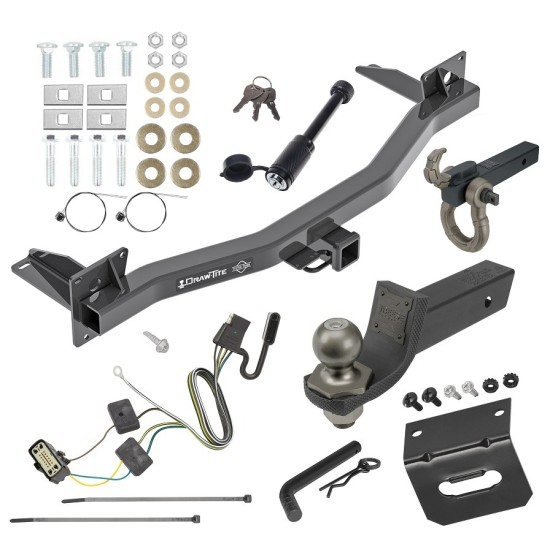 For 2018-2023 Buick Enclave Trailer Hitch Tow PKG w/ 4-Flat Wiring + Interlock Tactical Starter Kit w/ 2" Drop & 2" Ball + Tactical Hook & Shackle Mount + Tactical Dogbone Lock + Wiring Bracket By Draw-Tite