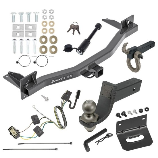 For 2018-2023 Chevrolet Traverse Trailer Hitch Tow PKG w/ 4-Flat Wiring + Interlock Tactical Starter Kit w/ 3-1/4" Drop & 2" Ball + Tactical Hook & Shackle Mount + Tactical Dogbone Lock + Wiring Bracket By Draw-Tite