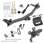 For 2018-2023 Buick Enclave Trailer Hitch Tow PKG w/ 4-Flat Wiring + Triple Ball Tactical Ball Mount 1-7/8" & 2" & 2-5/16" Balls w/ Tow Hook + Tactical Dogbone Lock + Wiring Bracket By Draw-Tite