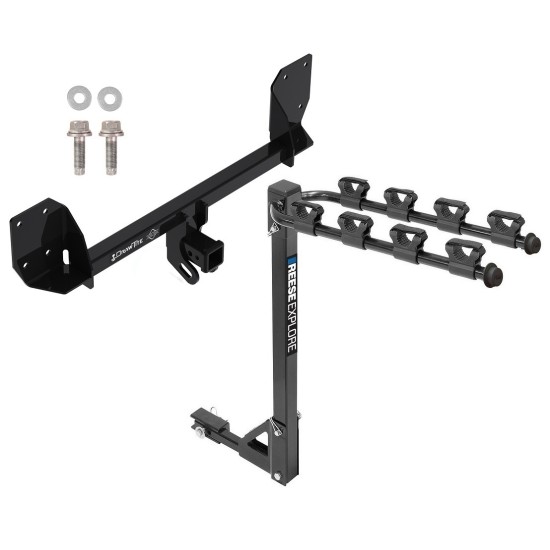 Trailer Tow Hitch w/ 4 Bike Rack For 16-24 Volvo XC90 18-24 XC60 tilt away adult or child arms fold down carrier