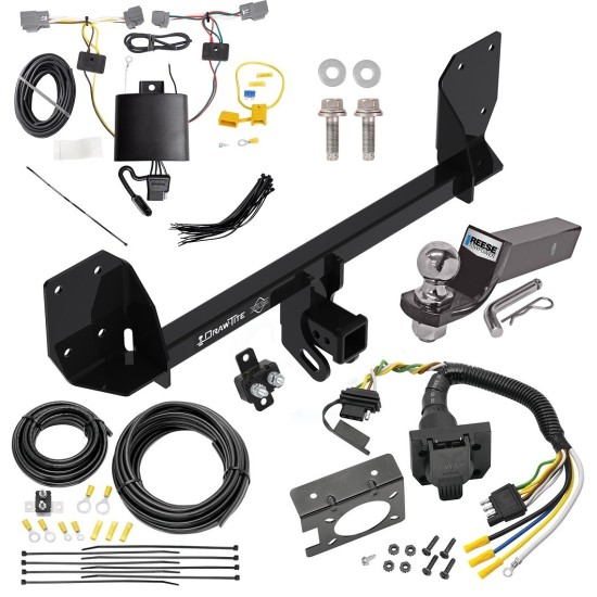 Trailer Hitch Tow Package w/ 7-Way RV Wiring For 16-24 Volvo XC90 w/ 2" Drop Mount 2" Ball Class 4 2" Receiver All Models 