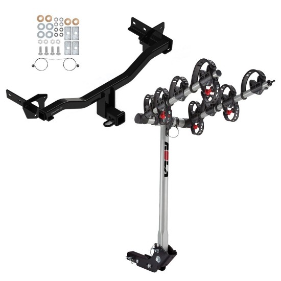 Trailer Tow Hitch For 18-24 Alfa Romeo Stelvio Except Quadrifoglio w/ 4 Bike Carrier Rack