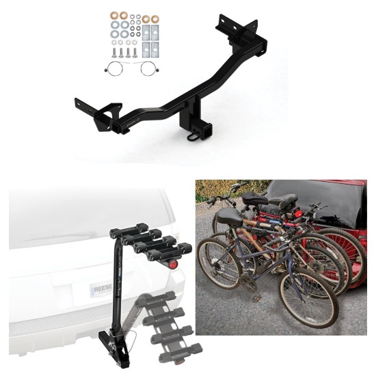 Trailer Hitch w/ 4 Bike Rack For 18-24 Alfa Romeo Stelvio Except Quadrifoglio Approved for Recreational & Offroad Use Carrier for Adult Woman or Child Bicycles Foldable