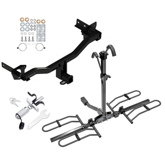 Trailer Tow Hitch For 18-24 Alfa Romeo Stelvio Except Quadrifoglio Platform Style 2 Bike Rack w/ Anti Rattle Hitch Lock