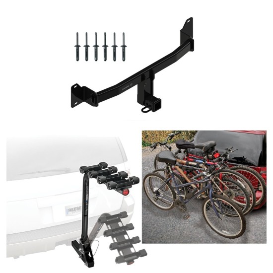 Trailer Hitch w/ 4 Bike Rack For 18-23 BMW X2 Approved for Recreational & Offroad Use Carrier for Adult Woman or Child Bicycles Foldable