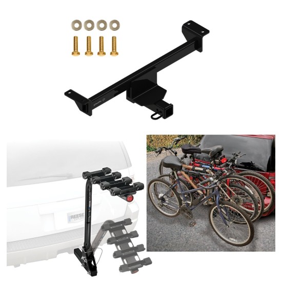 Trailer Hitch w/ 4 Bike Rack For 19-24 Infiniti QX50 Approved for Recreational & Offroad Use Carrier for Adult Woman or Child Bicycles Foldable