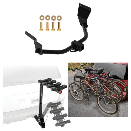 Trailer Hitch w/ 4 Bike Rack For 19-24 Acura RDX Approved for Recreational & Offroad Use Carrier for Adult Woman or Child Bicycles Foldable