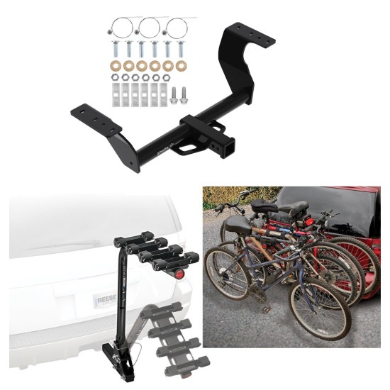 Trailer Hitch w/ 4 Bike Rack For 19-24 Subaru Forester 22-23 WRX Approved for Recreational & Offroad Use Carrier for Adult Woman or Child Bicycles Foldable