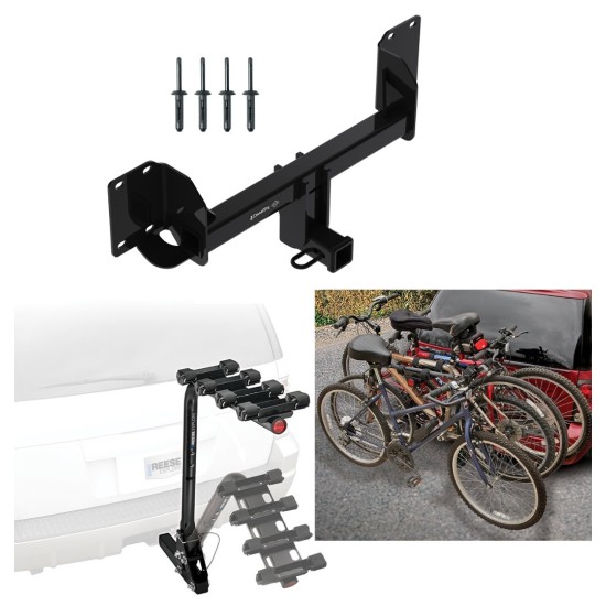 Trailer Hitch w/ 4 Bike Rack For 19-25 BMW X5 Except M Sport Approved for Recreational & Offroad Use Carrier for Adult Woman or Child Bicycles Foldable