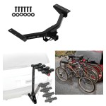 Trailer Hitch w/ 4 Bike Rack For 19-24 Honda Passport All Styles Approved for Recreational & Offroad Use Carrier for Adult Woman or Child Bicycles Foldable