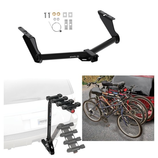 Trailer Hitch w/ 4 Bike Rack For 20-24 Jeep Gladiator Excluding Rubicon Approved for Recreational & Offroad Use Carrier for Adult Woman or Child Bicycles Foldable