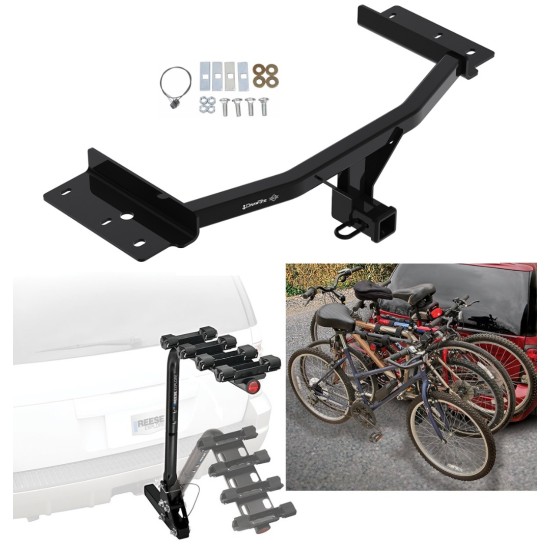 Trailer Hitch w/ 4 Bike Rack For 20-23 Ford Explorer Lincoln Aviator Approved for Recreational & Offroad Use Carrier for Adult Woman or Child Bicycles Foldable