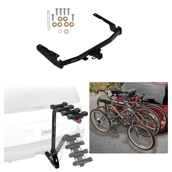 Trailer Hitch w/ 4 Bike Rack For 18-22 Lexus Rx350L 14-24 Toyota Highlander Approved for Recreational & Offroad Use Carrier for Adult Woman or Child Bicycles Foldable