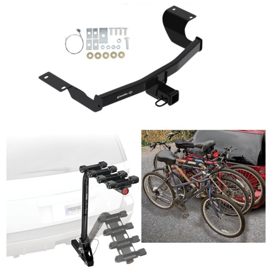 Trailer Hitch w/ 4 Bike Rack For 17-25 Honda CR-V Approved for Recreational & Offroad Use Carrier for Adult Woman or Child Bicycles Foldable