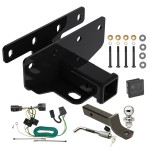 Trailer Tow Hitch For 07-17 Jeep Wrangler 2018 Wrangler JK Except w/Right Hand Drive Deluxe Package Wiring 2" Ball Mount and Lock