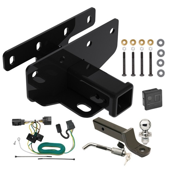 Trailer Tow Hitch For 07-17 Jeep Wrangler 2018 Wrangler JK Except w/Right Hand Drive Deluxe Package Wiring 2" Ball Mount and Lock