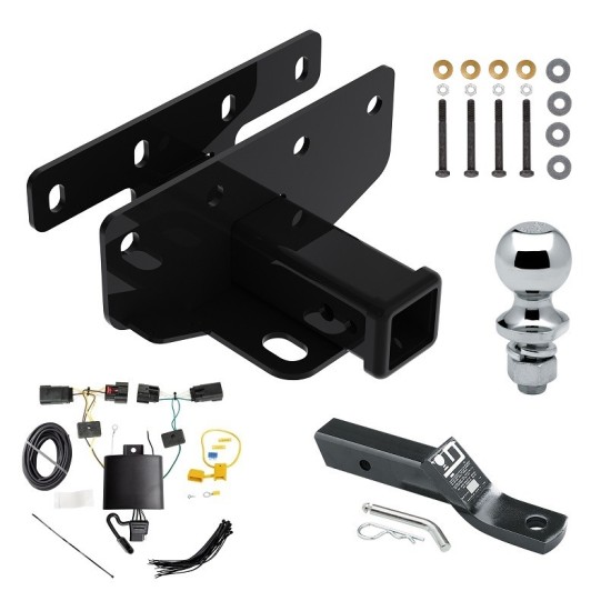 Trailer Tow Hitch For 18-24 Jeep Wrangler JL (New Body Style) 2" Receiver Complete Package w/ Wiring and 1-7/8" Ball