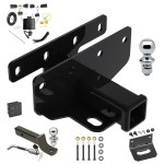 Ultimate Tow Package For 18-24 Jeep Wrangler JL Trailer Hitch w/ Wiring 2" Drop Mount Dual 2" and 1-7/8" Ball Lock Bracket Cover 2" Receiver 