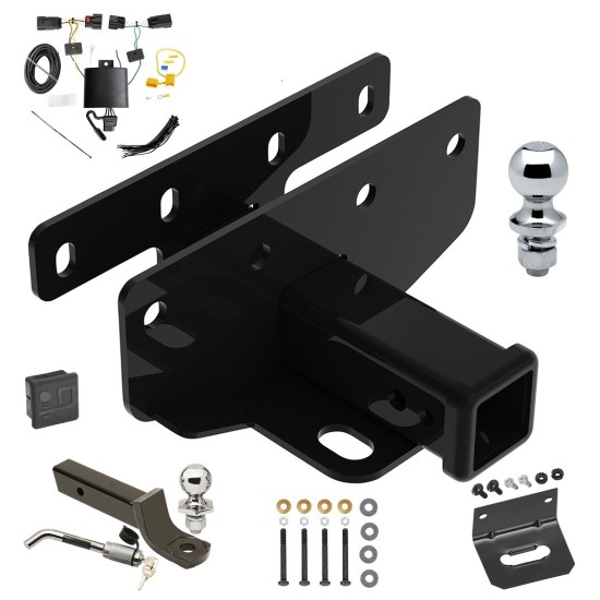 Ultimate Tow Package For 18-24 Jeep Wrangler JL Trailer Hitch w/ Wiring 2" Drop Mount Dual 2" and 1-7/8" Ball Lock Bracket Cover 2" Receiver 