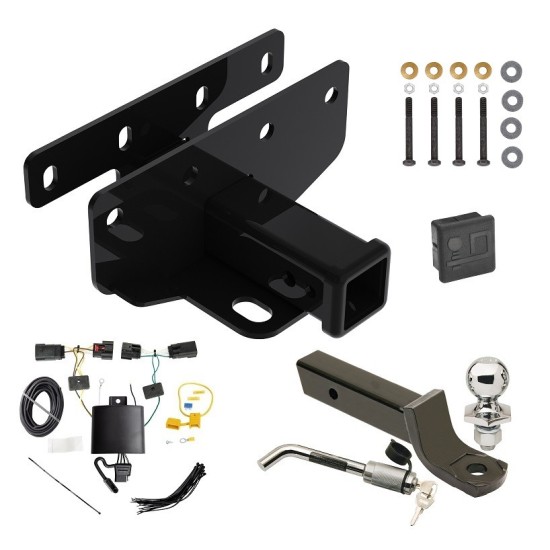 Trailer Tow Hitch For 18-24 Jeep Wrangler JL (New Body Style) Deluxe Package Wiring 2" Ball Mount and Lock