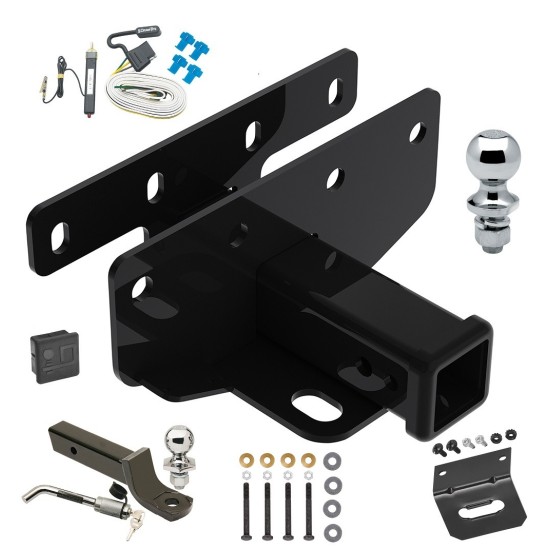 Ultimate Tow Package For 07-17 Jeep Wrangler 2018 Wrangler JK Trailer Hitch w/ Wiring 2" Drop Mount Dual 2" and 1-7/8" Ball Lock Bracket Cover 2" Receiver 