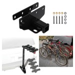 Trailer Hitch w/ 4 Bike Rack For 07-17 Jeep Wrangler 18-24 JL (New Body Style) 2018 JK Approved for Recreational & Offroad Use Carrier for Adult Woman or Child Bicycles Foldable