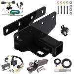 Trailer Hitch Tow Package w/ 7-Way RV Wiring For 07-17 Jeep Wrangler 2018 Wrangler JK Except w/Right Hand Drive w/ 2" Drop Mount 2" Ball Class 3 2" Receiver 