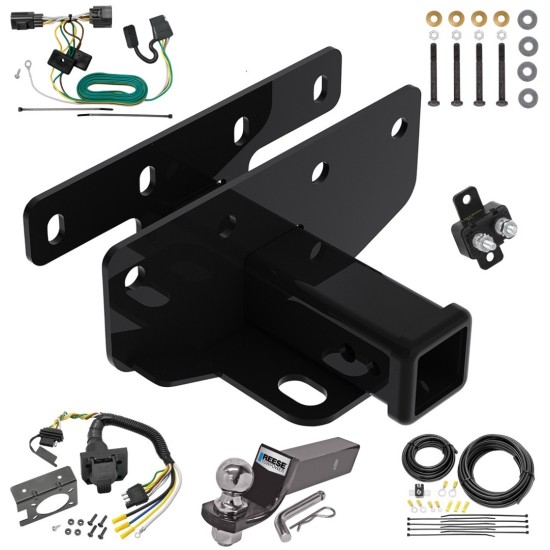 Trailer Hitch Tow Package w/ 7-Way RV Wiring For 07-17 Jeep Wrangler 2018 Wrangler JK Except w/Right Hand Drive w/ 2" Drop Mount 2" Ball Class 3 2" Receiver 