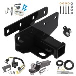 Trailer Hitch Tow Package w/ 7-Way RV Wiring For 07-17 Jeep Wrangler 2018 Wrangler JK Right Hand Drive w/ 2" Drop Mount 2" Ball Class 3 2" Receiver 