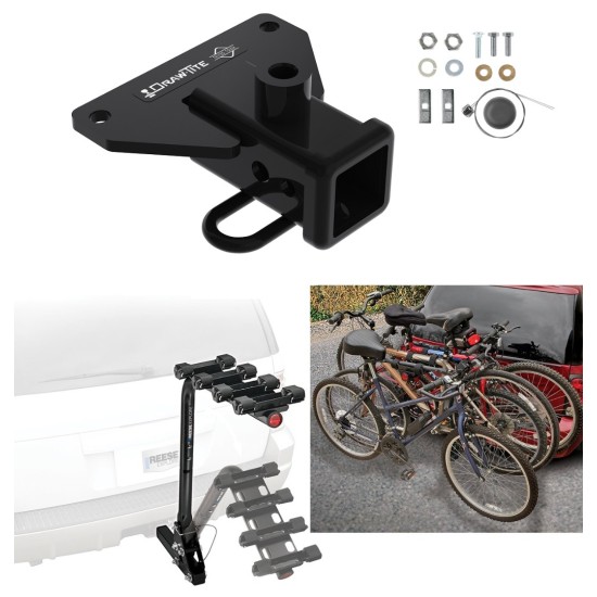 Trailer Hitch w/ 4 Bike Rack For 20-24 Jeep Gladiator Approved for Recreational & Offroad Use Carrier for Adult Woman or Child Bicycles Foldable