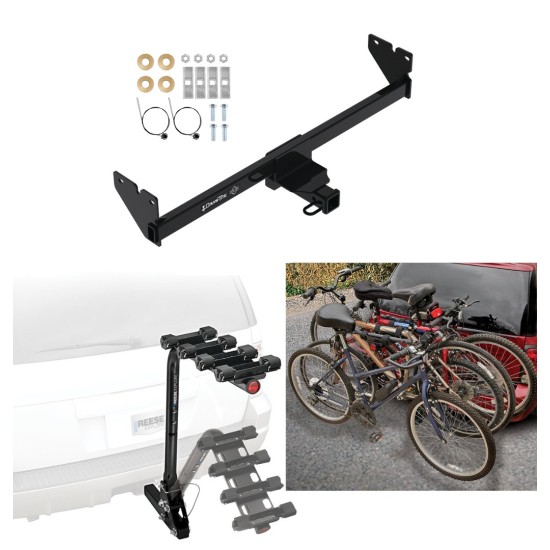 Trailer Hitch w/ 4 Bike Rack For 20-24 Volkswagen Atlas Cross Sport Approved for Recreational & Offroad Use Carrier for Adult Woman or Child Bicycles Foldable