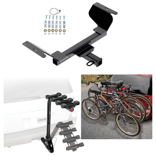 Trailer Hitch w/ 4 Bike Rack For 18-24 Chevrolet Equinox 18-23 GMC Terrain Approved for Recreational & Offroad Use Carrier for Adult Woman or Child Bicycles Foldable