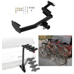 Trailer Hitch w/ 4 Bike Rack For 20-24 KIA Telluride Hyundai Palisade Approved for Recreational & Offroad Use Carrier for Adult Woman or Child Bicycles Foldable