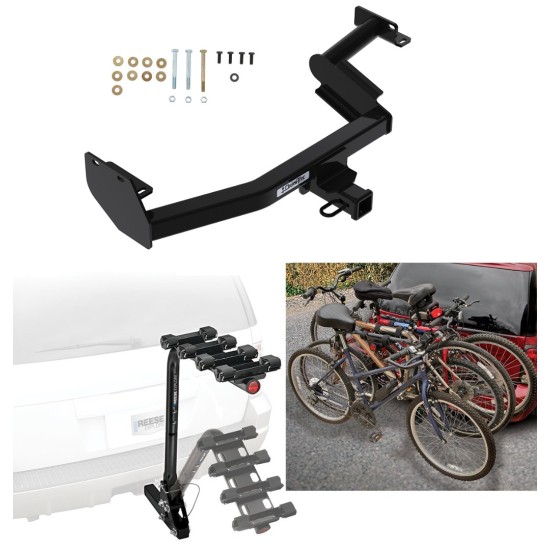 Trailer Hitch w/ 4 Bike Rack For 20-24 KIA Telluride Hyundai Palisade Approved for Recreational & Offroad Use Carrier for Adult Woman or Child Bicycles Foldable